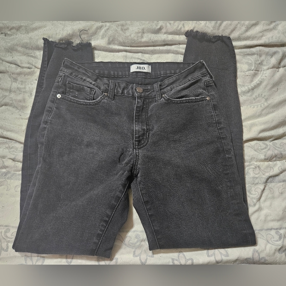 Just Black Denim Womens Black Skinny Jeans With Raw Hem Ankles!